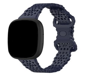 Strap-it Fitbit Sense 2 Patterned Silicone Strap (Dark Blue)