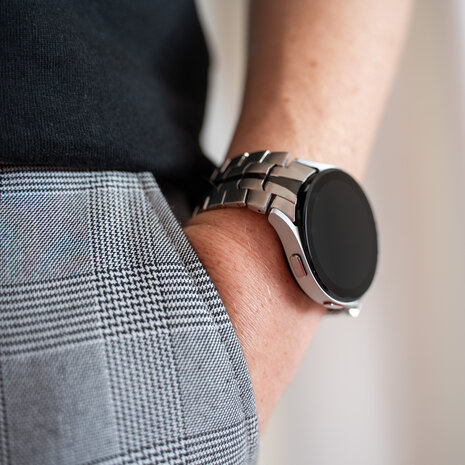 Strap-it Strap-it Samsung Galaxy Watch 4 40mm Steel Iron Strap  (Silver/Black)