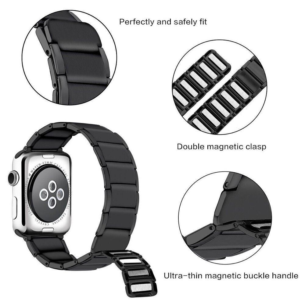 Strap-it Strap-it Apple Watch Magnetic Steel Strap (Black) Strap-it Strap-it Apple Watch Magnetic Steel Strap (Black)