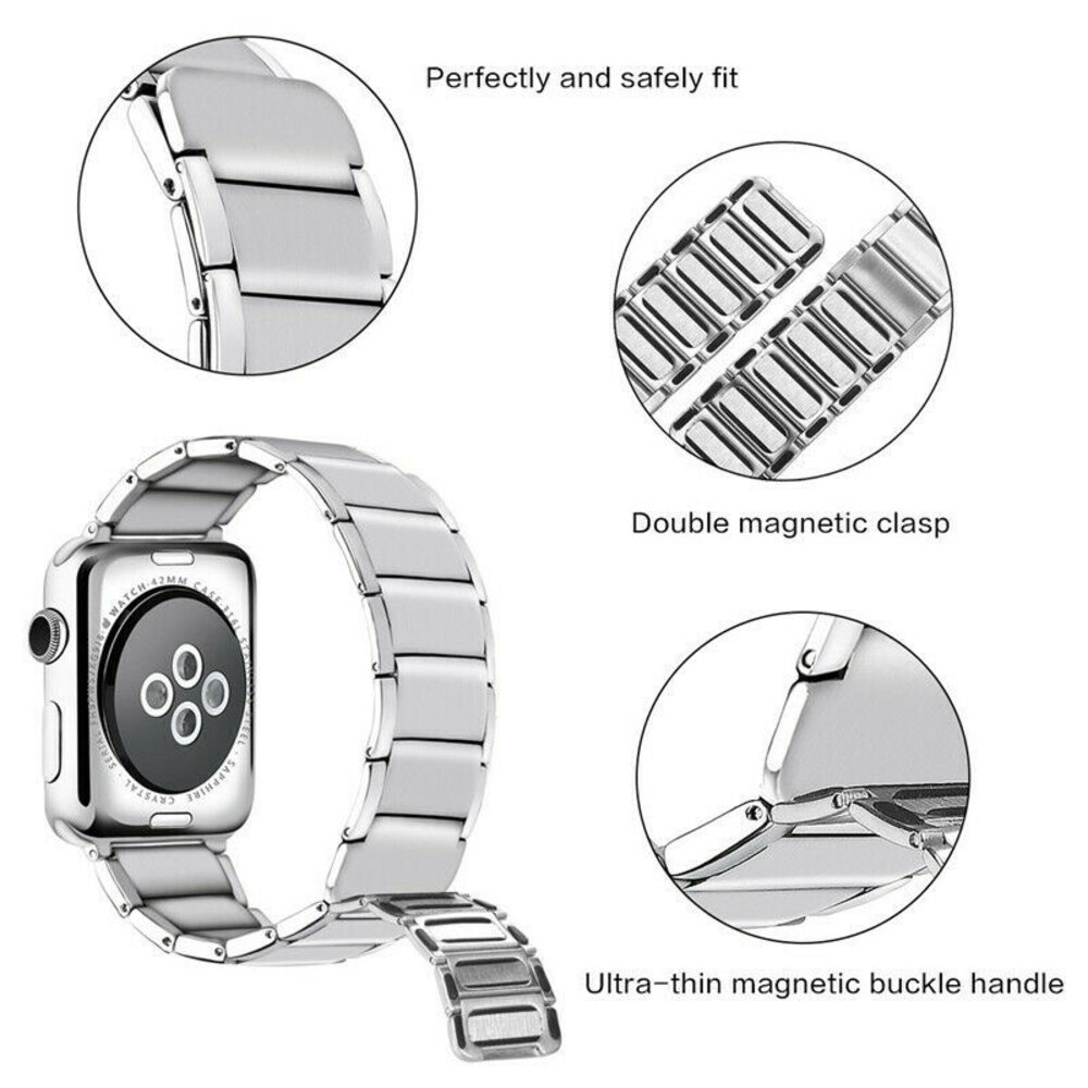 Strap-it Strap-it Apple Watch Magnetic Steel Strap (Silver) Strap-it Strap-it Apple Watch Magnetic Steel Strap (Silver)