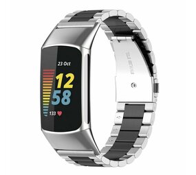Strap-it Fitbit Charge 6 Steel Strap (Silver/Black) Strap-it Fitbit Charge 6 Steel Strap (Silver/Black)