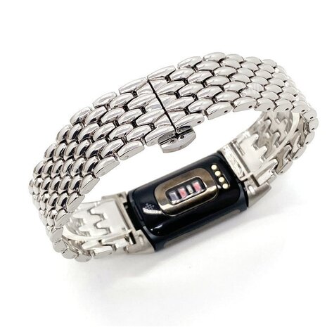 Strap-it Strap-it Fitbit Charge 6 Steel Strap Dragon (Silver) Strap-it Strap-it Fitbit Charge 6 Steel Strap Dragon (Silver)