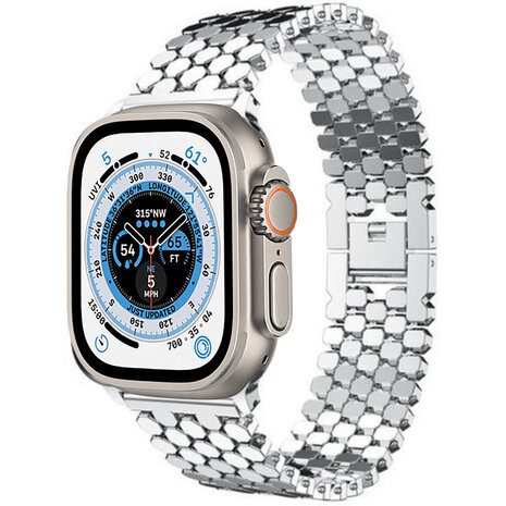 Strap-it Strap-it Apple Watch Ultra Steel Strap Hexagon (Silver) Strap-it Strap-it Apple Watch Ultra Steel Strap Hexagon (Silver)