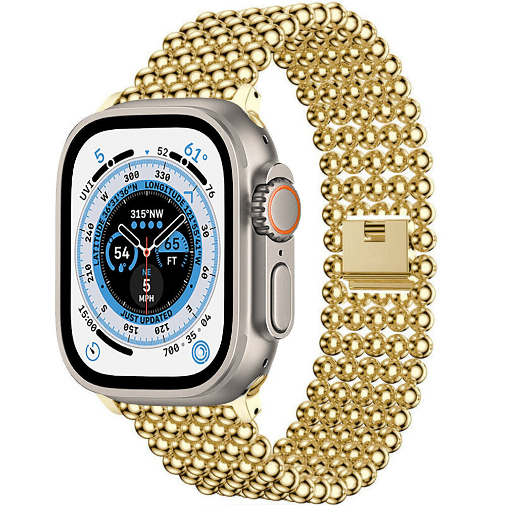 Strap-it Strap-it Apple Watch Ultra Beaded Steel Strap (Gold) Strap-it Strap-it Apple Watch Ultra Beaded Steel Strap (Gold)