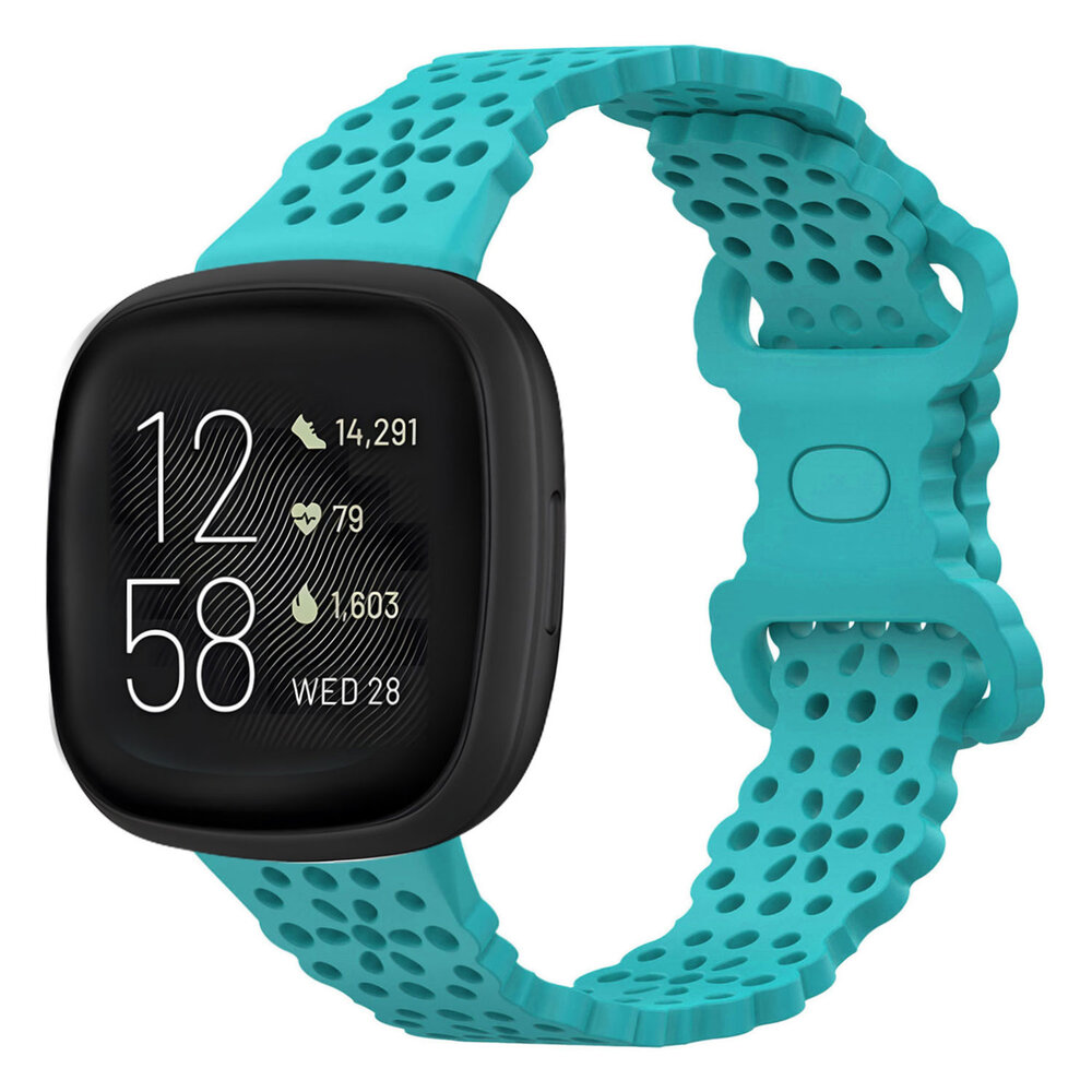 Strap-it Strap-it Fitbit Versa 3 Silicone Strap with Pattern (Aqua)