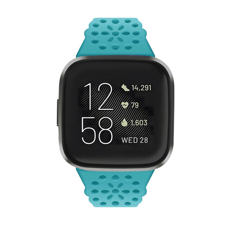 Strap-it Strap-it Fitbit Versa 3 Silicone Strap with Pattern (Aqua)