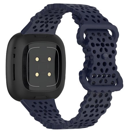 Strap-it Strap-it Fitbit Versa 3 Silicone Strap with Pattern (Dark Blue)