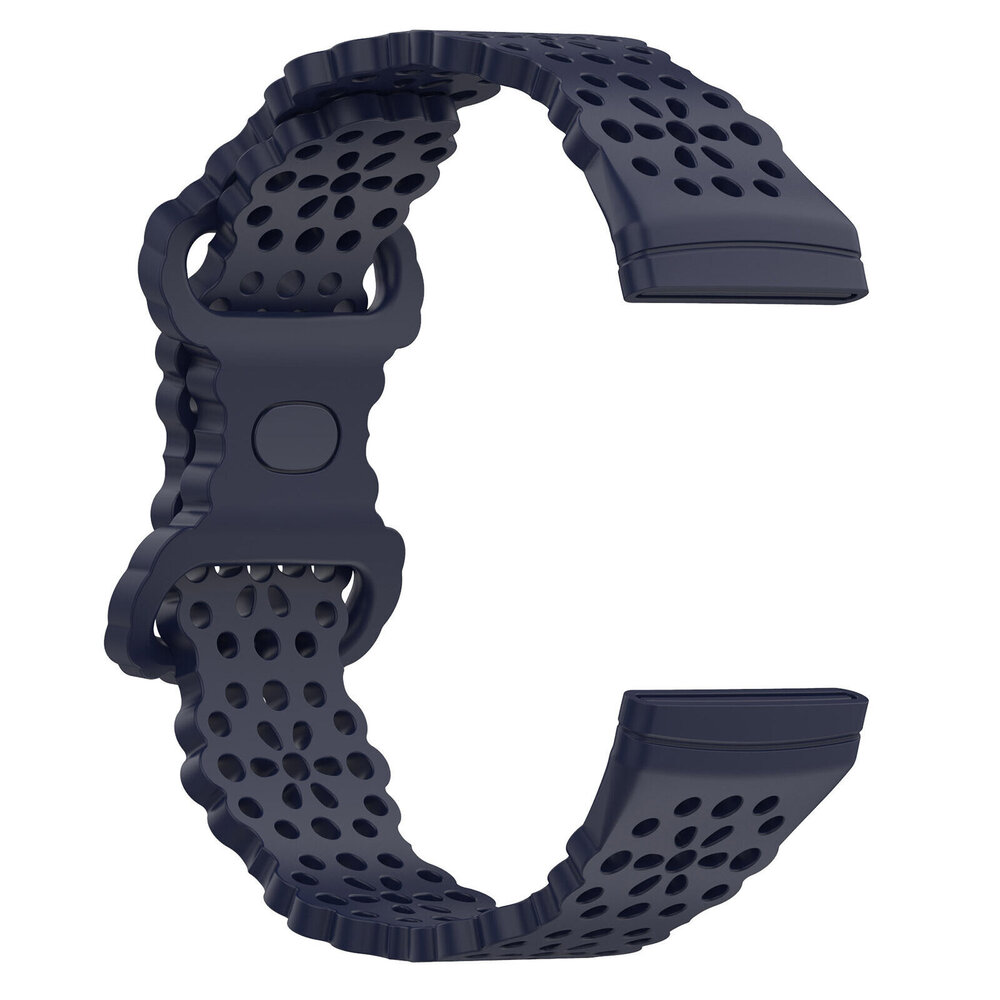 Strap-it Strap-it Fitbit Versa 3 Silicone Strap with Pattern (Dark Blue)