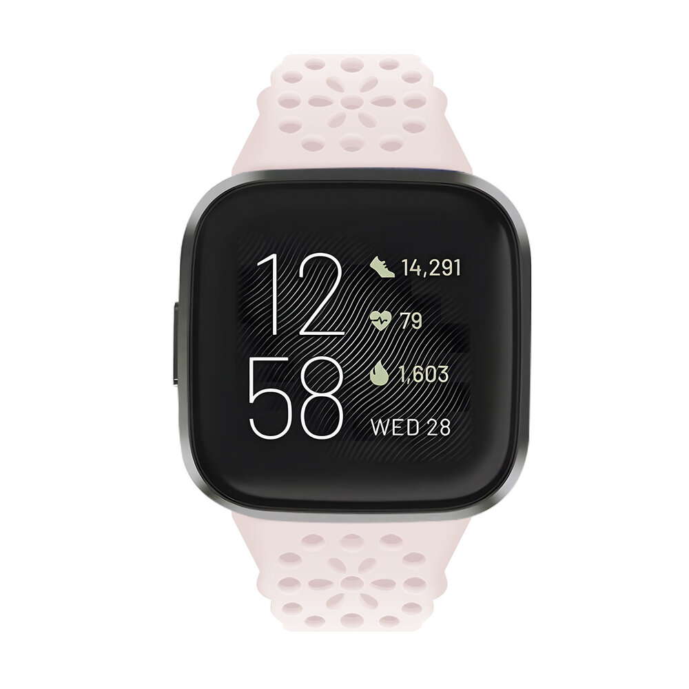 Strap-it Strap-it Fitbit Versa 3 Silicone Strap with Pattern (Light Pink)
