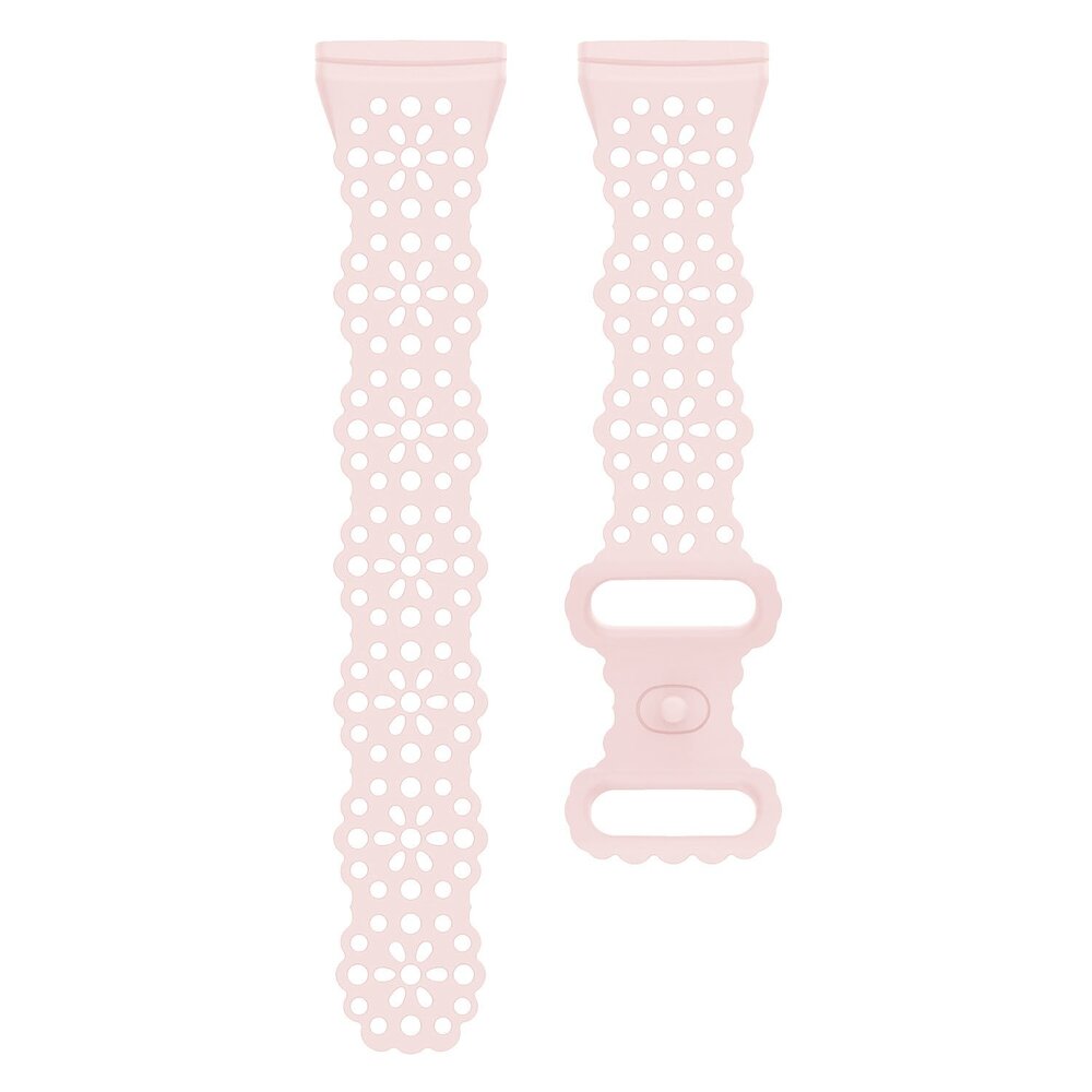Strap-it Strap-it Fitbit Versa 3 Silicone Strap with Pattern (Light Pink)