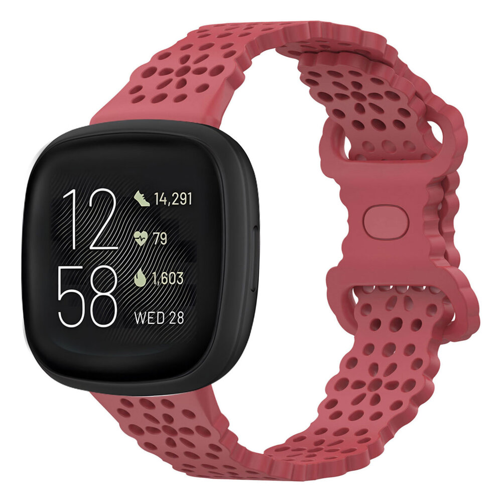 Strap-it Strap-it Fitbit Versa 3 Silicone Strap with Pattern (Red)