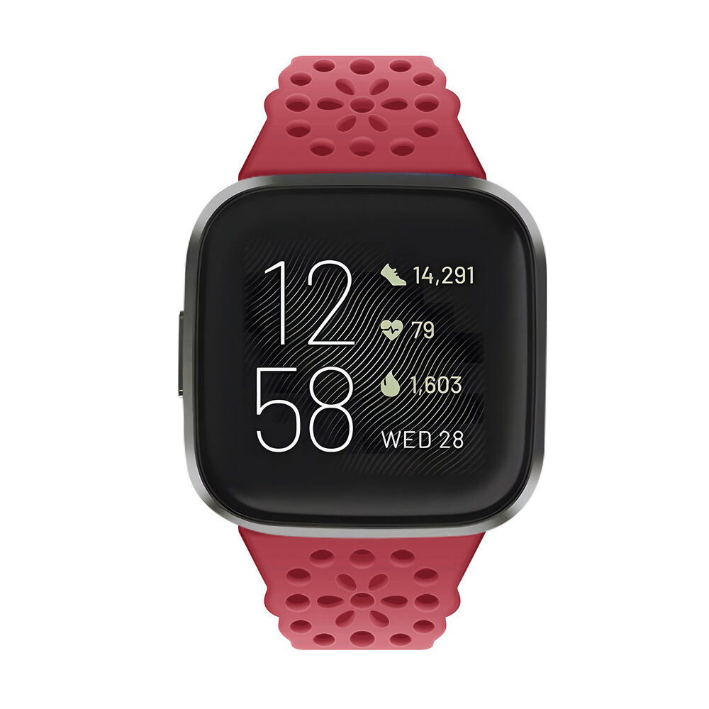 Strap-it Strap-it Fitbit Versa 3 Silicone Strap with Pattern (Red)