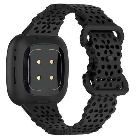 Strap-it Strap-it Fitbit Versa 3 Silicone Strap with Pattern (Black)