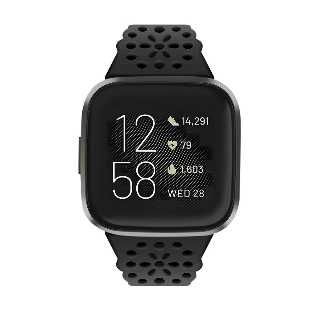 Strap-it Strap-it Fitbit Versa 3 Silicone Strap with Pattern (Black)