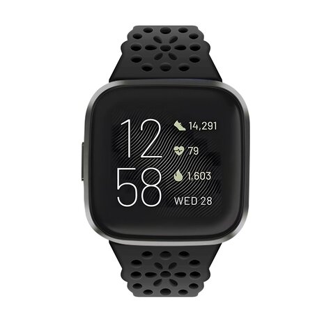Strap-it Strap-it Fitbit Versa 3 Silicone Strap with Pattern (Black)