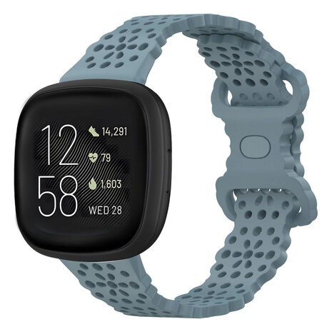 Strap-it Strap-it Fitbit Versa 3 Silicone Strap with Pattern (Greyblue)