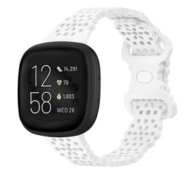 Strap-it Fitbit Versa 3 Silicone Strap with Pattern (White)