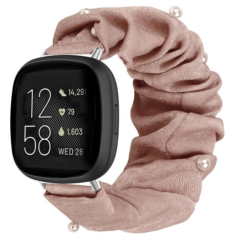 Strap-it Strap-it Fitbit Versa 3 Scrunchie Strap (Dark Beige with Pearls) Strap-it Strap-it Fitbit Versa 3 Scrunchie Strap (Dark Beige with Pearls)