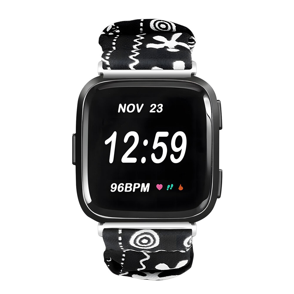 Strap-it Strap-it Fitbit Versa / Versa 2 Scrunchie Strap (Black Mix) Strap-it Strap-it Fitbit Versa / Versa 2 Scrunchie Strap (Black Mix)