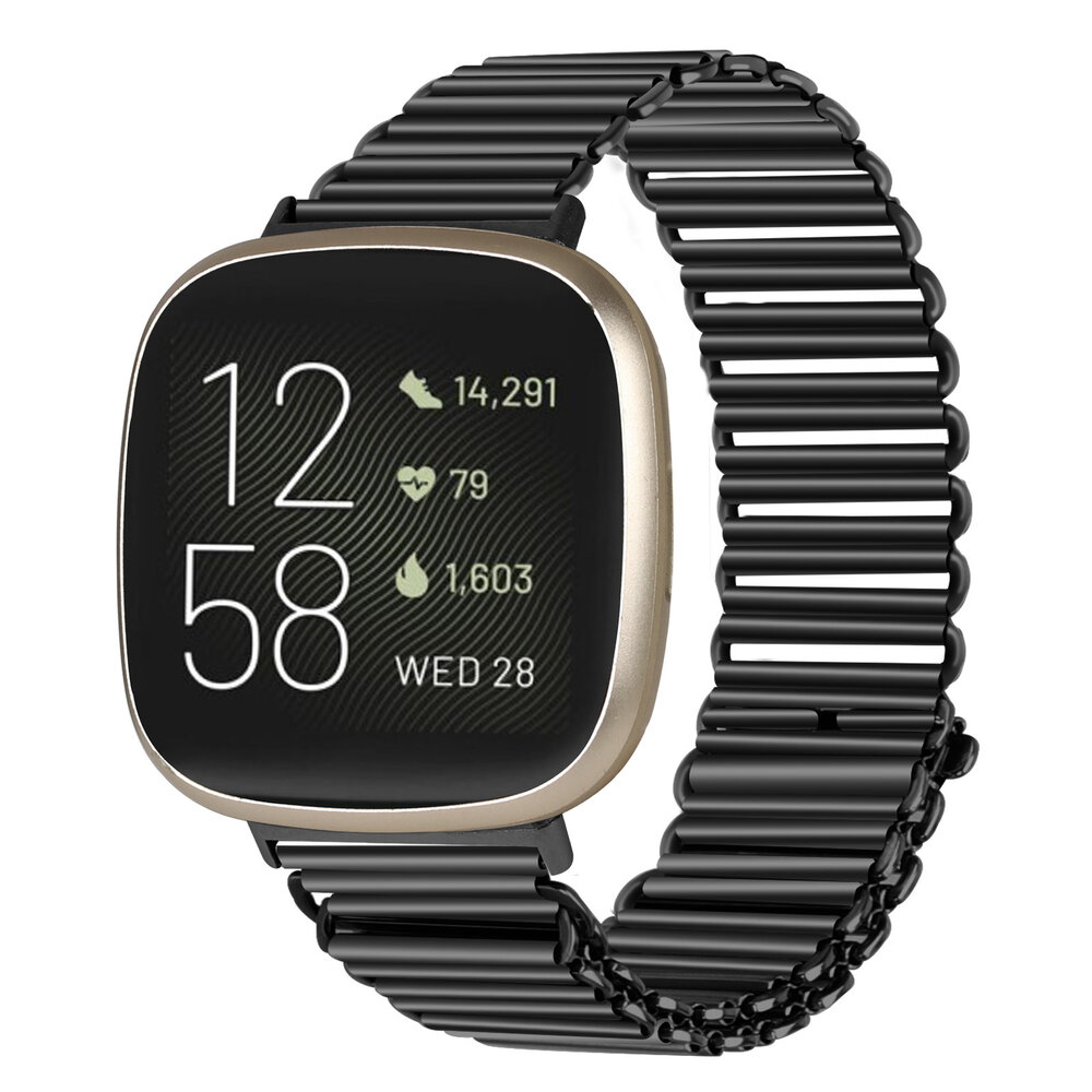 Strap-it Strap-it Fitbit Versa 3 Steel Loop Strap (Black)