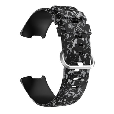 Strap-it Strap-it Black Flower Fitbit Charge 3 / 4 Silicone Strap Strap-it Strap-it Black Flower Fitbit Charge 3 / 4 Silicone Strap