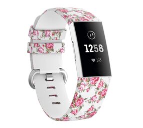 Strap-it White Rose Fitbit Charge 3 / 4 Silicone Strap