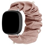 Strap-it Fitbit Sense Scrunchie Strap (Dark Beige with Pearls) Strap-it Fitbit Sense Scrunchie Strap (Dark Beige with Pearls)