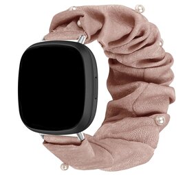 Strap-it Fitbit Sense Scrunchie Strap (Dark Beige with Pearls) Strap-it Fitbit Sense Scrunchie Strap (Dark Beige with Pearls)