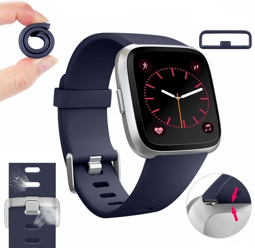 Strap-it Strap-it Fitbit Versa/Versa 2 Silicone Strap with Buckle (Dark Blue)