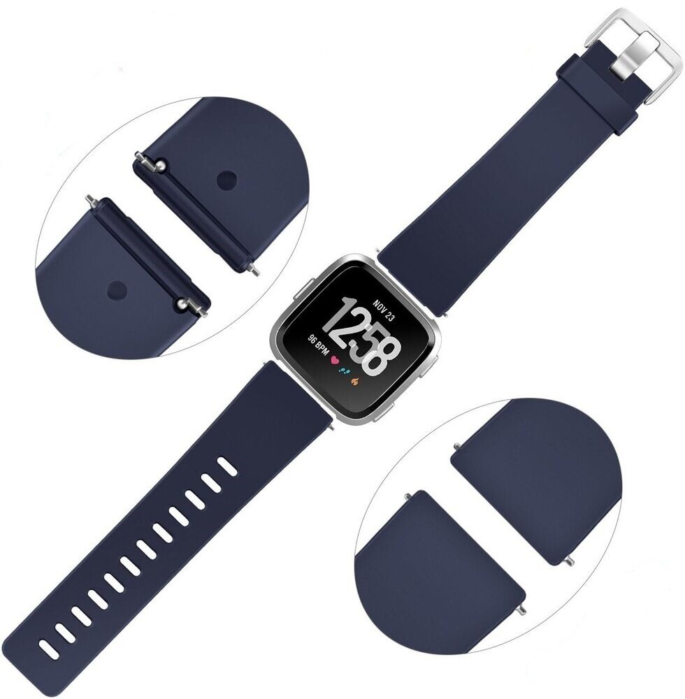 Strap-it Strap-it Fitbit Versa/Versa 2 Silicone Strap with Buckle (Dark Blue)