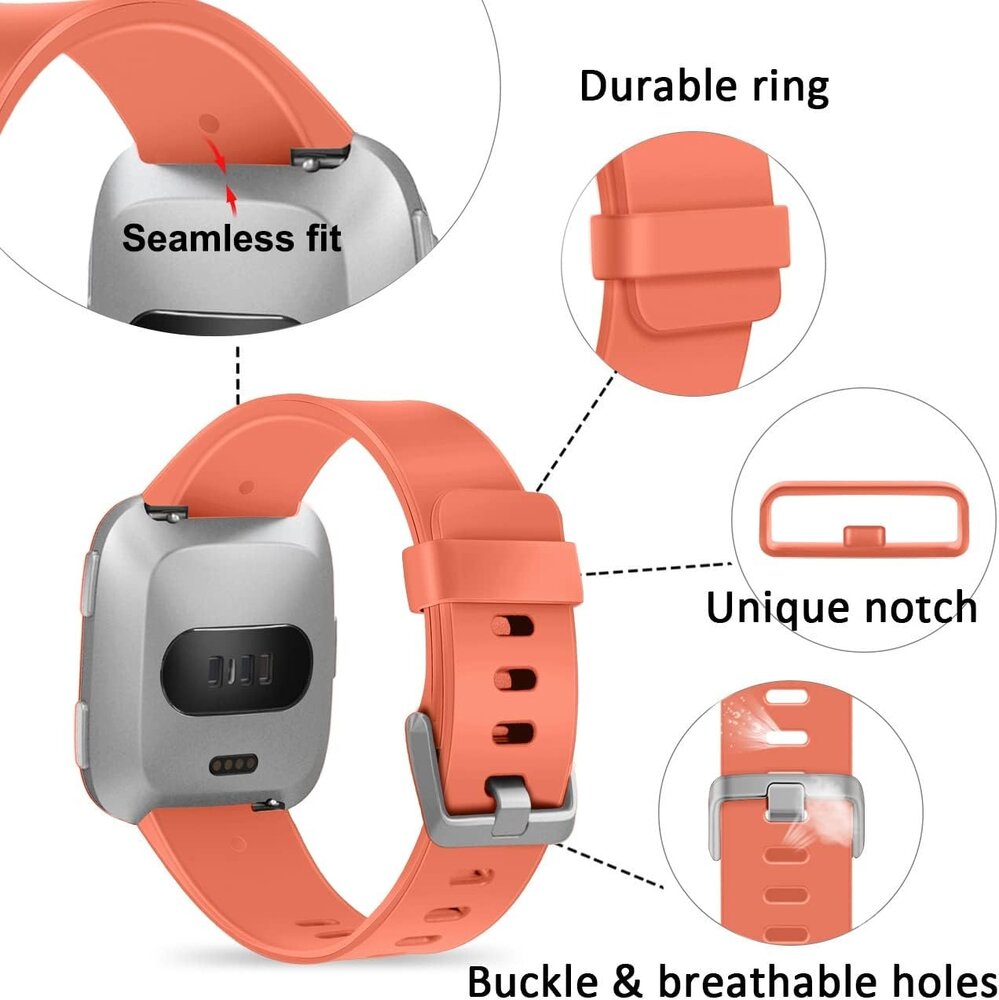 Strap-it Strap-it Fitbit Versa/Versa 2 Silicone Strap (Grapefruit)