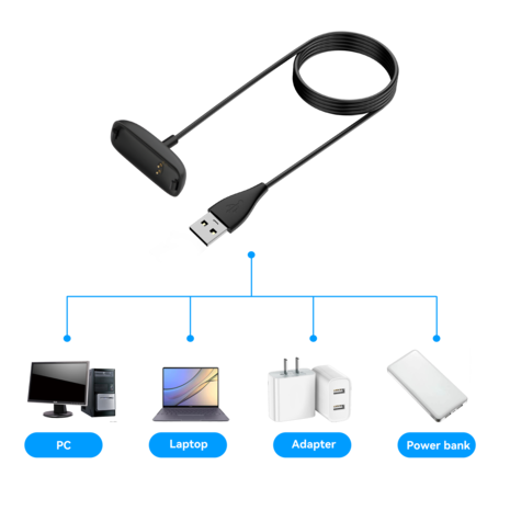 Bandz Bandz Fitbit Inspire 2 / Fitbit Ace 3 USB-A Charger (Black) - 100cm Bandz Bandz Fitbit Inspire 2 / Fitbit Ace 3 USB-A Charger (Black) - 100cm