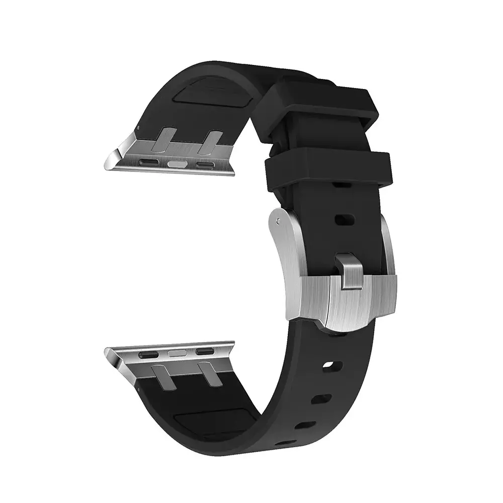 Strap-it Strap-it Apple Watch Luxury Liquid Silicone Strap (Black/Silver) Strap-it Strap-it Apple Watch Luxury Liquid Silicone Strap (Black/Silver)