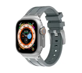 Strap-it Apple Watch Luxury Liquid Silicone Strap (Dark Grey/Silver)