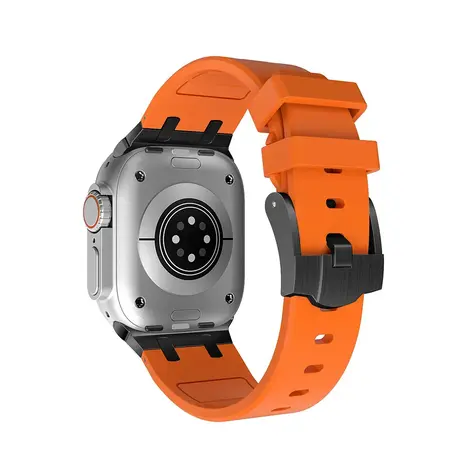 Strap-it Strap-it Apple Watch Luxury Liquid Silicone Strap (Orange/Black) Strap-it Strap-it Apple Watch Luxury Liquid Silicone Strap (Orange/Black)
