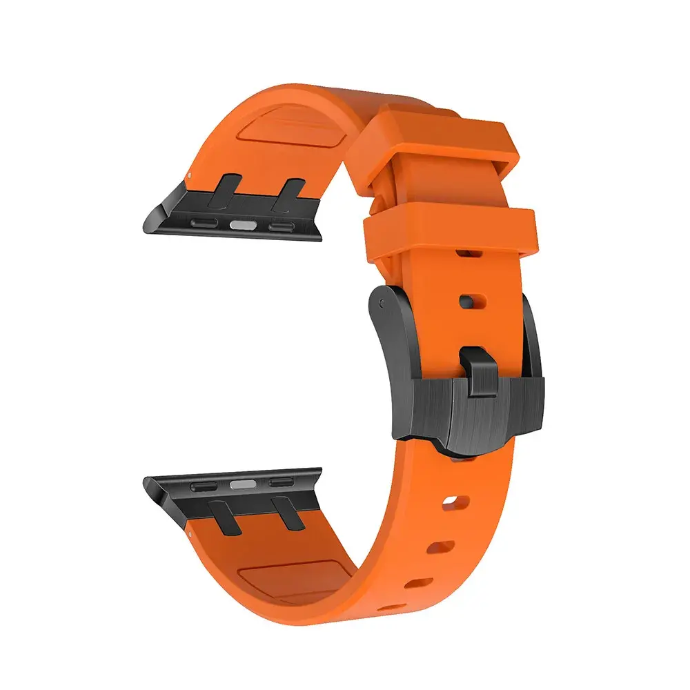 Strap-it Strap-it Apple Watch Luxury Liquid Silicone Strap (Orange/Black) Strap-it Strap-it Apple Watch Luxury Liquid Silicone Strap (Orange/Black)