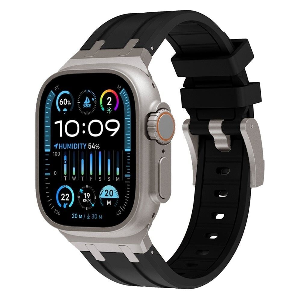 Strap-it Strap-it Apple Watch Luxury Liquid Silicone Strap (Black/Titanium) Strap-it Strap-it Apple Watch Luxury Liquid Silicone Strap (Black/Titanium)