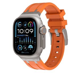 Strap-it Apple Watch Luxury Liquid Silicone Strap (Orange/Titanium)
