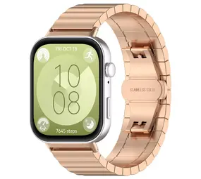 Strap-it Huawei Watch Fit 3 Luxury Metal Strap (Rose Gold) Strap-it Huawei Watch Fit 3 Luxury Metal Strap (Rose Gold)