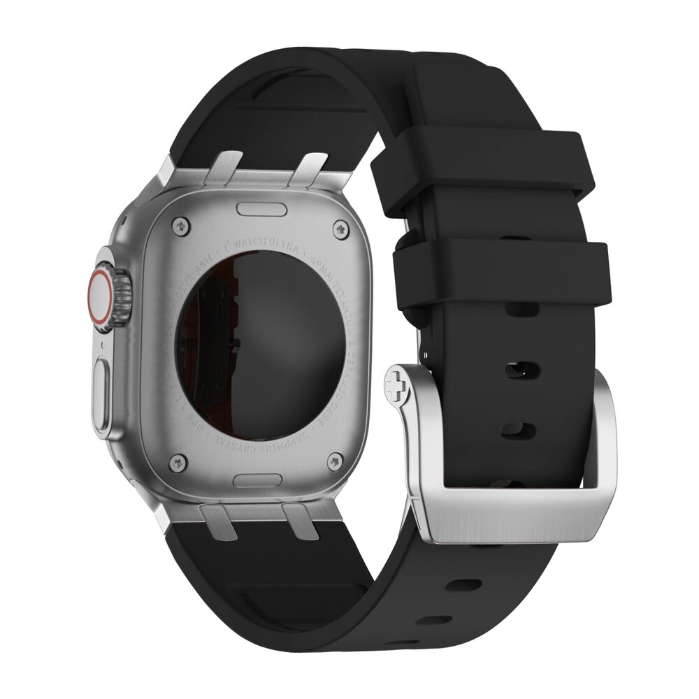 Bandz Bandz Apple Watch Silicone Strap 'Luxe Liquid' (Black With Silver)