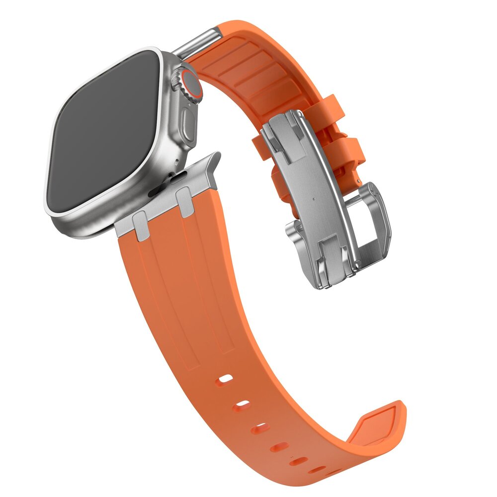 Bandz Bandz Apple Watch Silicone Strap 'Luxe Liquid' (Orange With Silver)