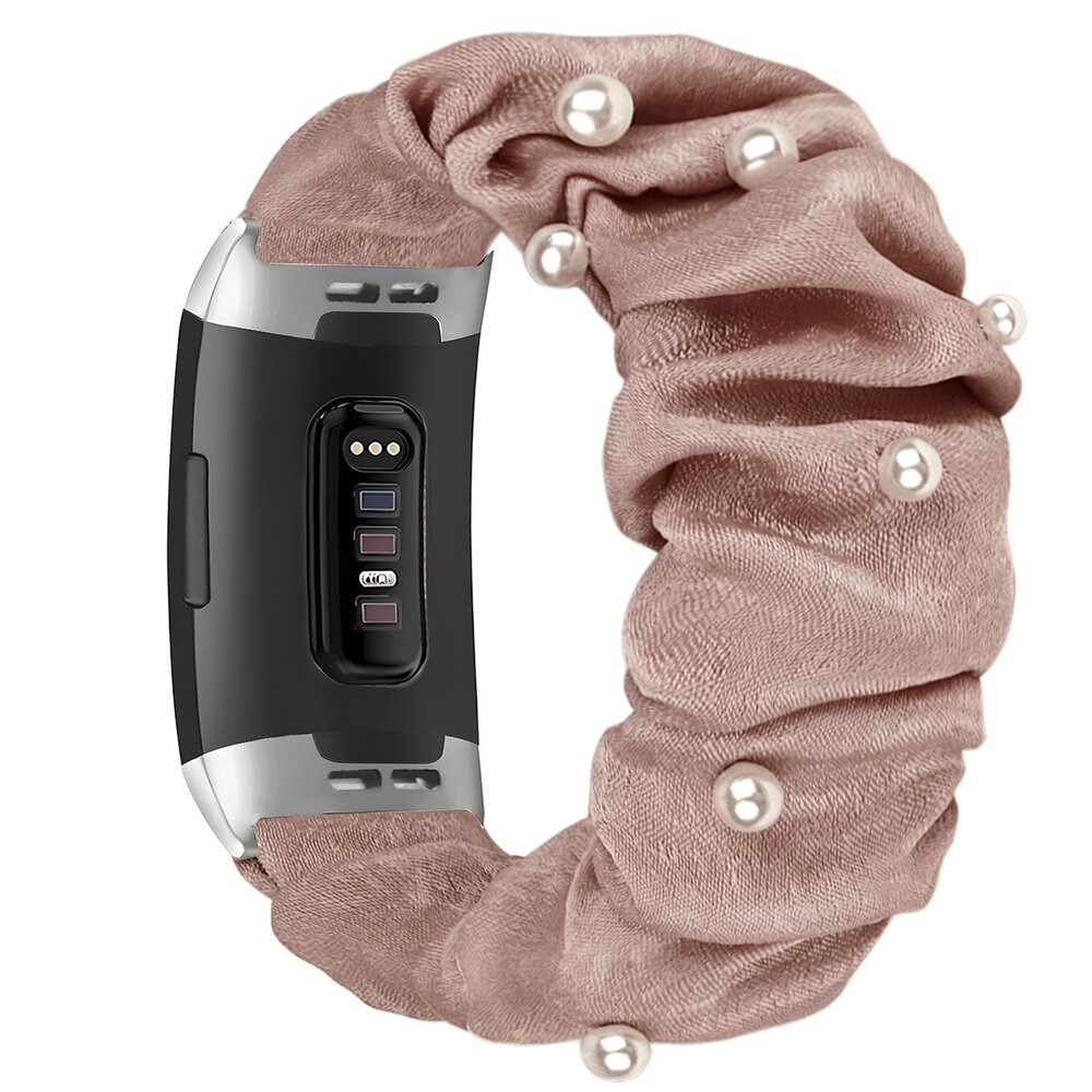 Strap-it Strap-it Fitbit Charge 3 Scrunchie Strap (Beige with Pearls) Strap-it Strap-it Fitbit Charge 3 Scrunchie Strap (Beige with Pearls)