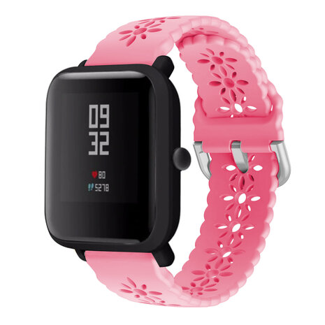 Strap-it Strap-it Xiaomi Amazfit Bip Silicone Strap Patterned (Bright Pink)