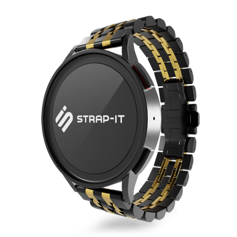 Strap-it Strap-it Huawei Watch GT 3 42mm Steel Link Strap Duo (Black/Gold) Strap-it Strap-it Huawei Watch GT 3 42mm Steel Link Strap Duo (Black/Gold)