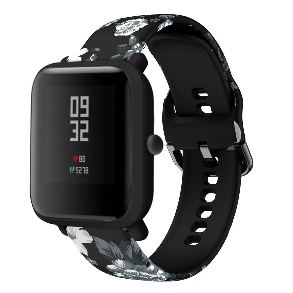 Strap-it Strap-it Grey Flower Xiaomi Amazfit Bip Strap Strap-it Strap-it Grey Flower Xiaomi Amazfit Bip Strap