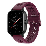 Strap-it Amazfit GTS 2 Silicone Strap Patterned (Burgundy)