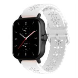 Strap-it Amazfit GTS 2 Silicone Strap Patterned (White)