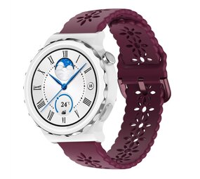Strap-it Huawei Watch GT 3 Pro 43mm Silicone Strap Patterned (Burgundy)
