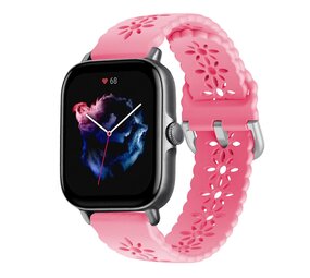 Strap-it Amazfit GTS 3 Silicone Strap Patterned (Bright Pink)