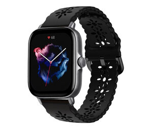 Strap-it Amazfit GTS 3 Silicone Strap Patterned (Black)